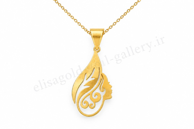 آویز طلای ۱۸ عیار دختر و برگ 0.38 گرم
