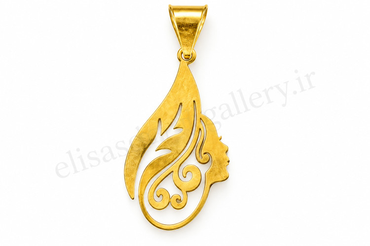 آویز طلای ۱۸ عیار دختر و برگ 0.38 گرم
