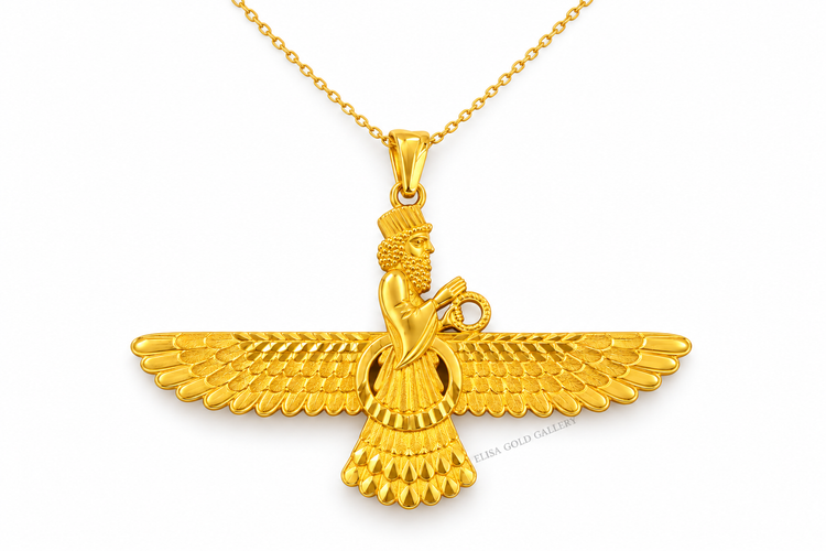 پلاک طلا فروهر ۱۸ عیار طرح بالگسترده 2.950 گرم