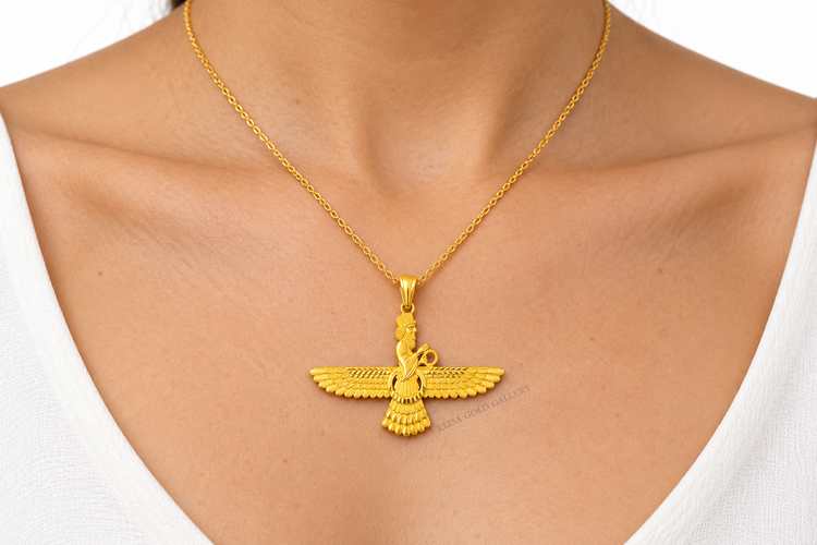 پلاک طلا فروهر ۱۸ عیار طرح بالگسترده 2.950 گرم